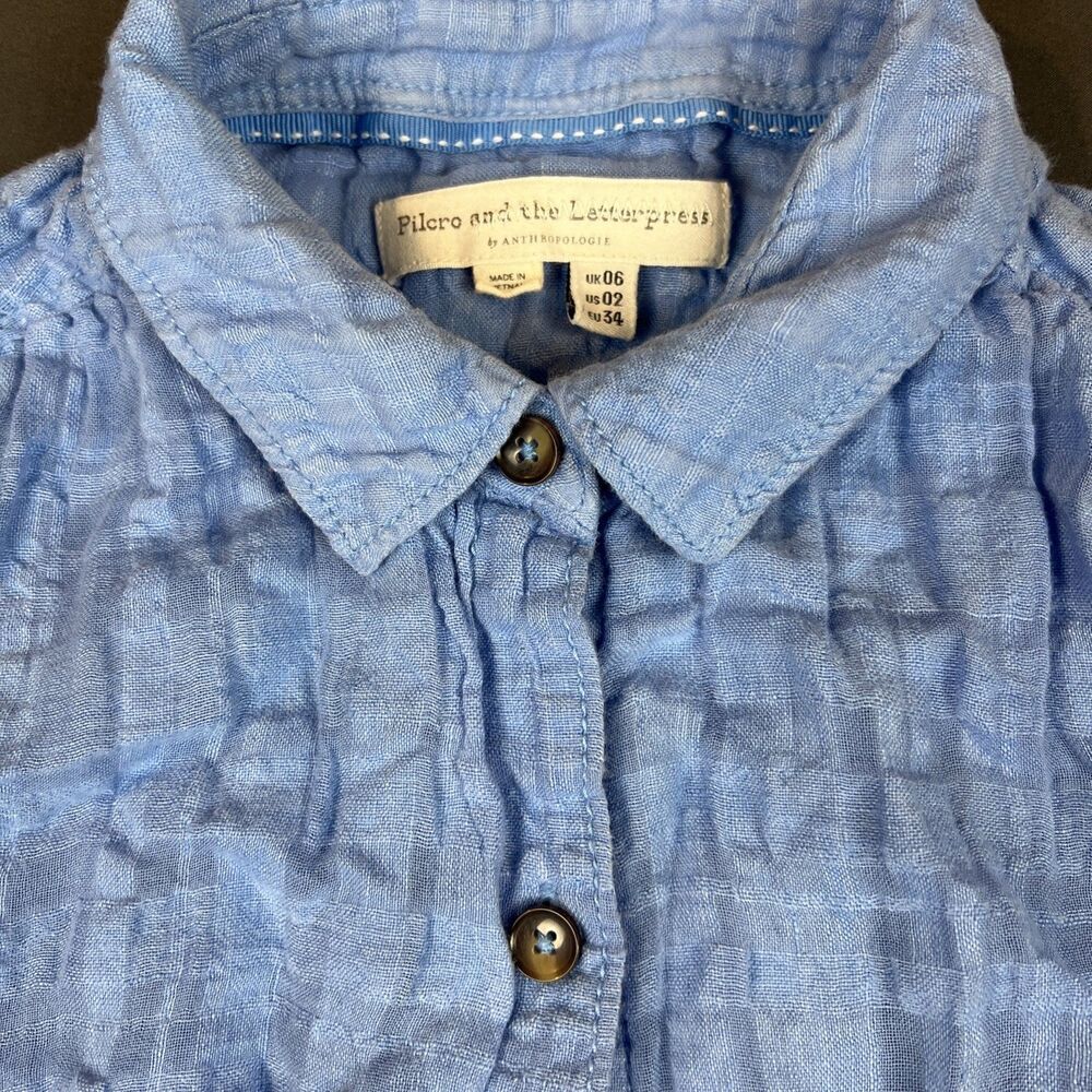 Pilcro and The Letterpress Linen Blend Gauze Style Shirt Size 2